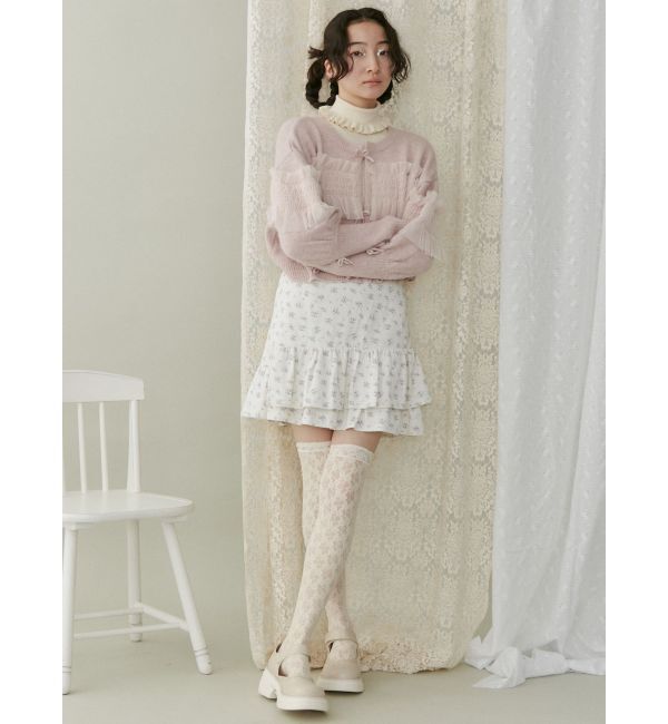 merry jenny「シャーリングチュールニットカーディガン」|カーディガン|