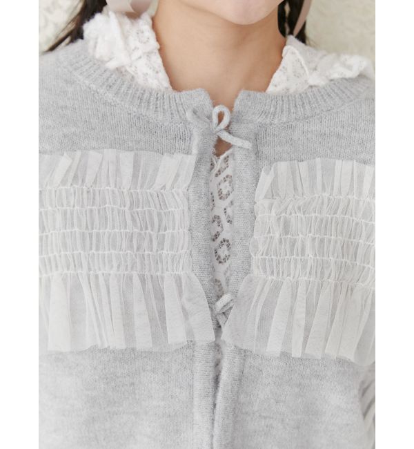 merry jenny「シャーリングチュールニットカーディガン」|カーディガン|