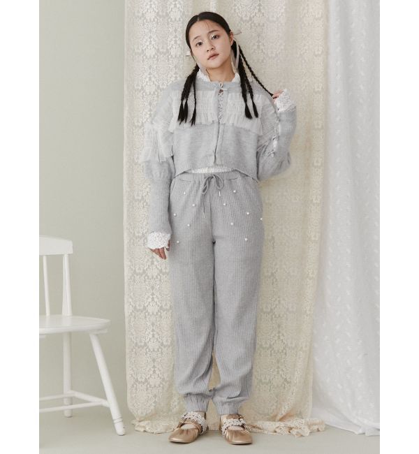 merry jenny「シャーリングチュールニットカーディガン」|カーディガン|