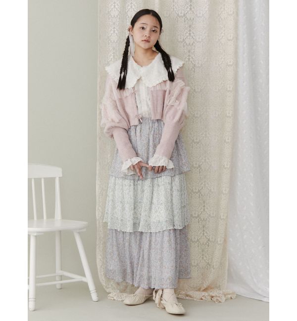 merry jenny「シャーリングチュールニットカーディガン」|カーディガン|