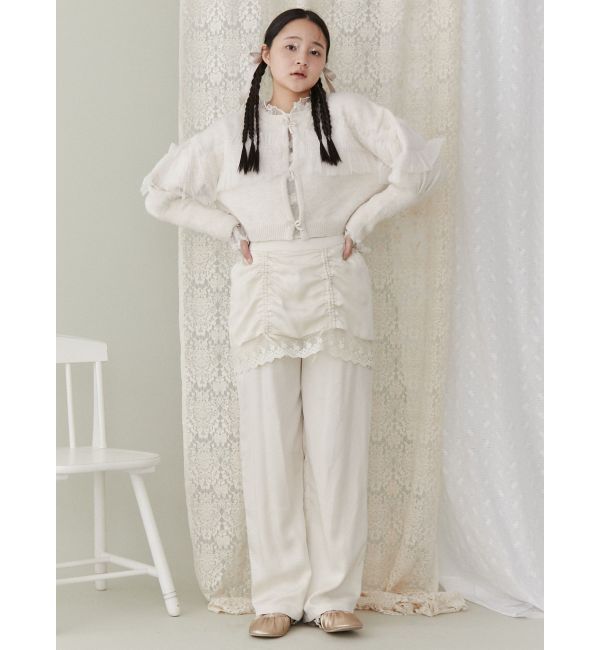 merry jenny「シャーリングチュールニットカーディガン」|カーディガン|