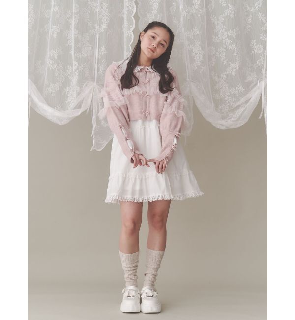 merry jenny「シャーリングチュールニットカーディガン」|カーディガン|