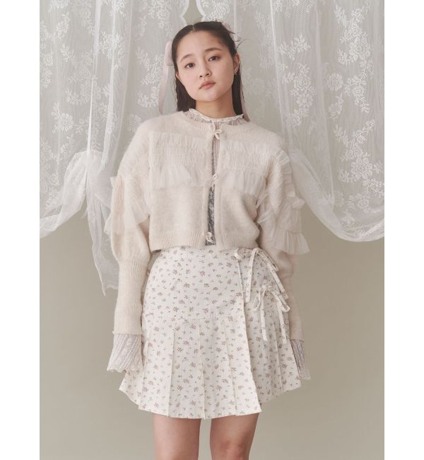 merry jenny「シャーリングチュールニットカーディガン」|カーディガン|