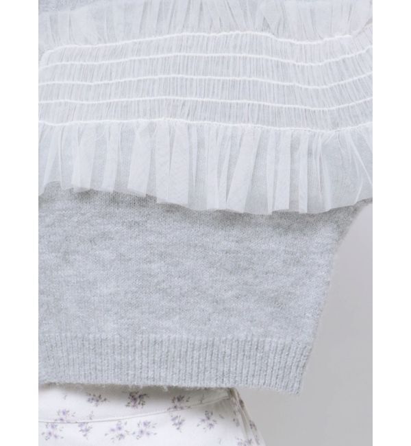 merry jenny「シャーリングチュールニットカーディガン」|カーディガン|