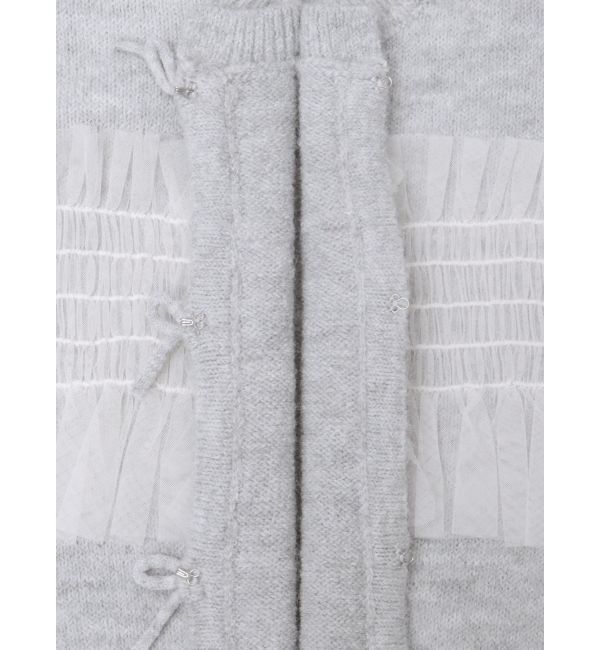 merry jenny「シャーリングチュールニットカーディガン」|カーディガン|