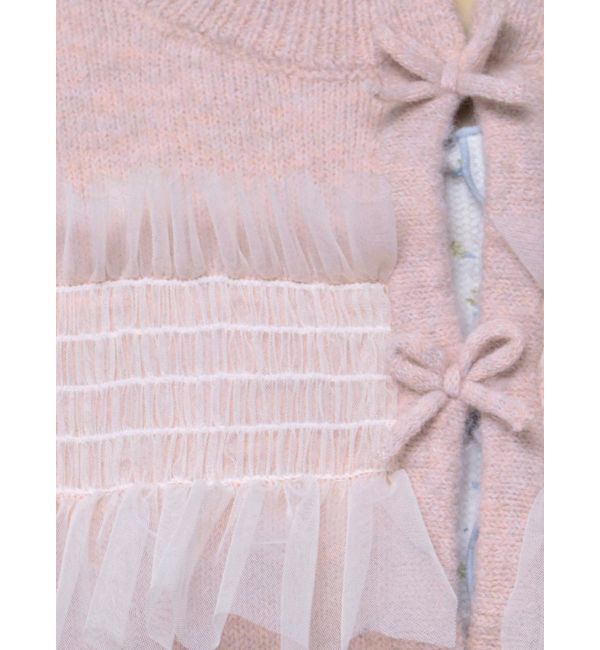 merry jenny「シャーリングチュールニットカーディガン」|カーディガン|