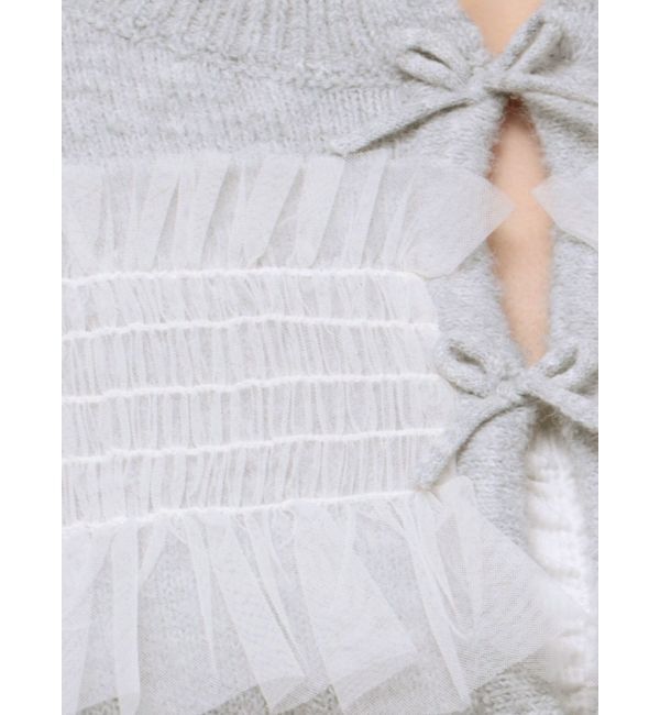 merry jenny「シャーリングチュールニットカーディガン」|カーディガン|