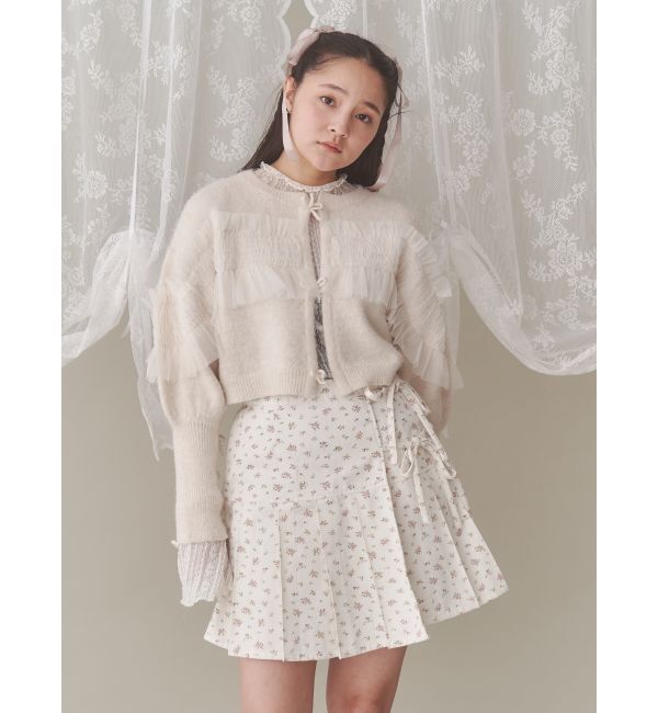 merry jenny「シャーリングチュールニットカーディガン」|カーディガン|