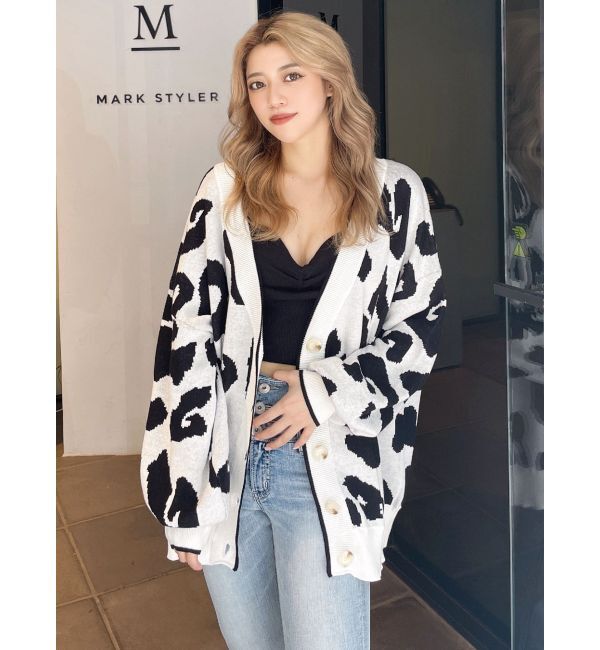 GYDA「Gレオパードハイゲージニットカーディガン」|カーディガン|オフホワイト