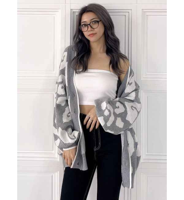 GYDA「Gレオパードハイゲージニットカーディガン」|カーディガン|