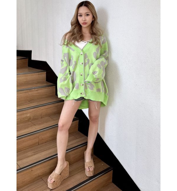 GYDA「Gレオパードハイゲージニットカーディガン」|カーディガン|