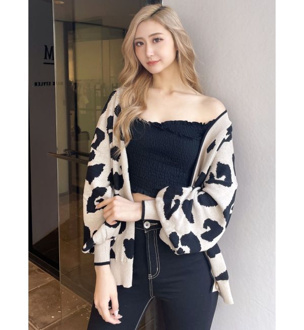 GYDA「Gレオパードハイゲージニットカーディガン」|カーディガン|