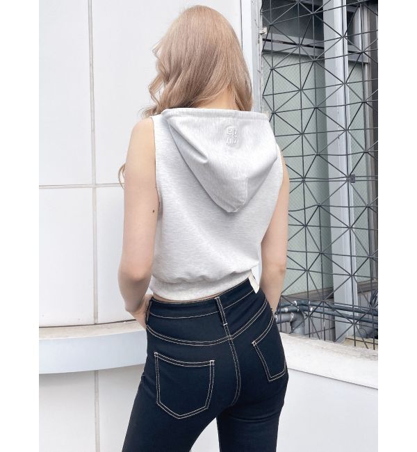 GYDA「ハーフZIPノースリーブショートパーカー」|Tシャツ・カットソー|