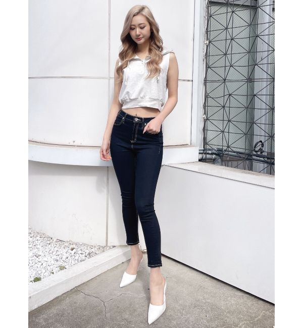 GYDA「ハーフZIPノースリーブショートパーカー」|Tシャツ・カットソー|