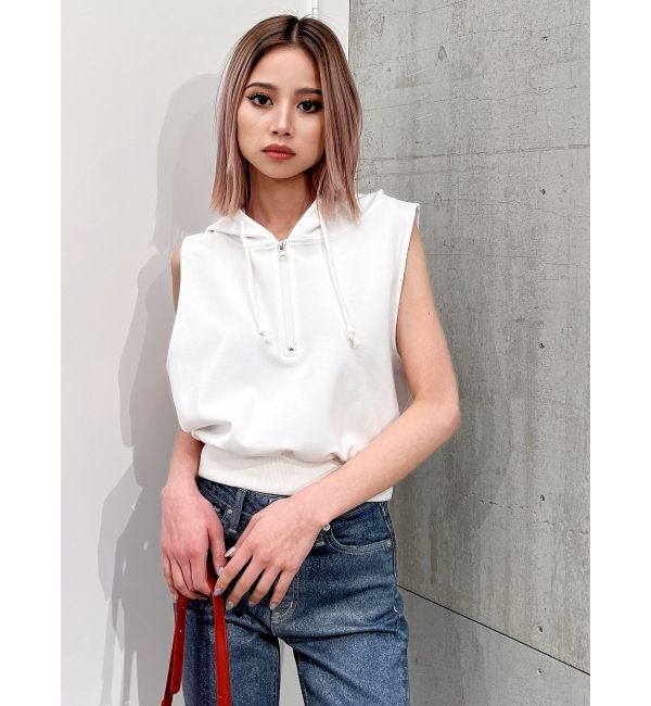 GYDA「ハーフZIPノースリーブショートパーカー」|Tシャツ・カットソー|