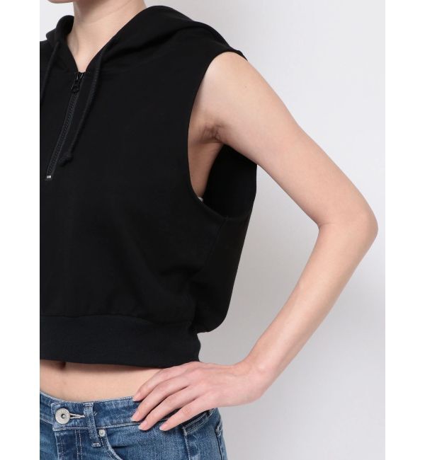 GYDA「ハーフZIPノースリーブショートパーカー」|Tシャツ・カットソー|