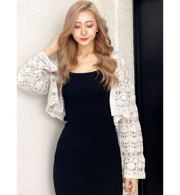 GYDA「SHORTクロシェニットカーディガン」|カーディガン|