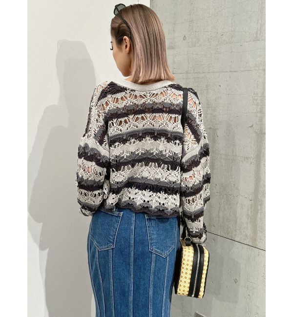 GYDA「SHORTクロシェニットカーディガン」|カーディガン|