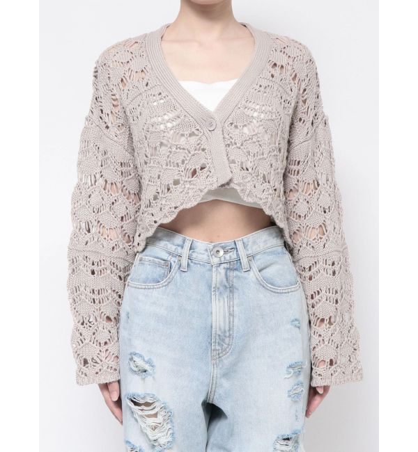 GYDA「SHORTクロシェニットカーディガン」|カーディガン|