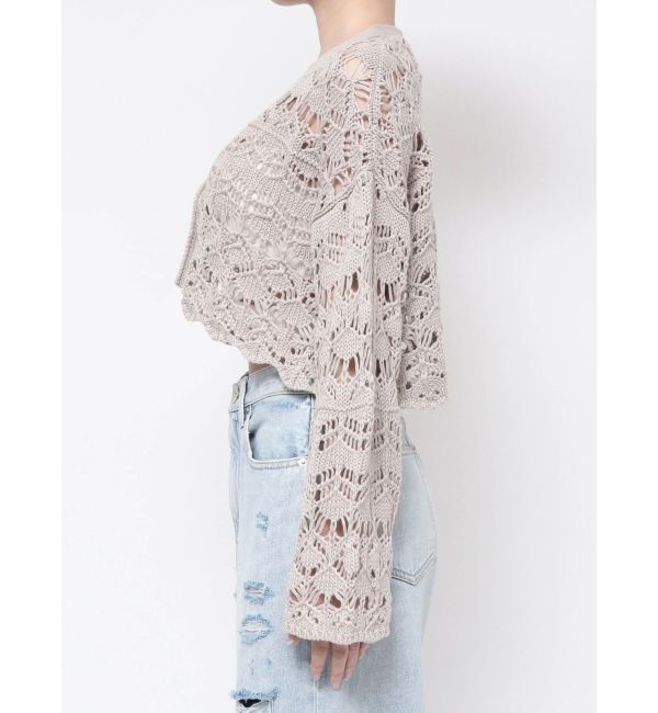 GYDA「SHORTクロシェニットカーディガン」|カーディガン|