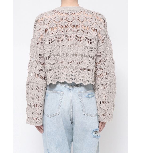 GYDA「SHORTクロシェニットカーディガン」|カーディガン|