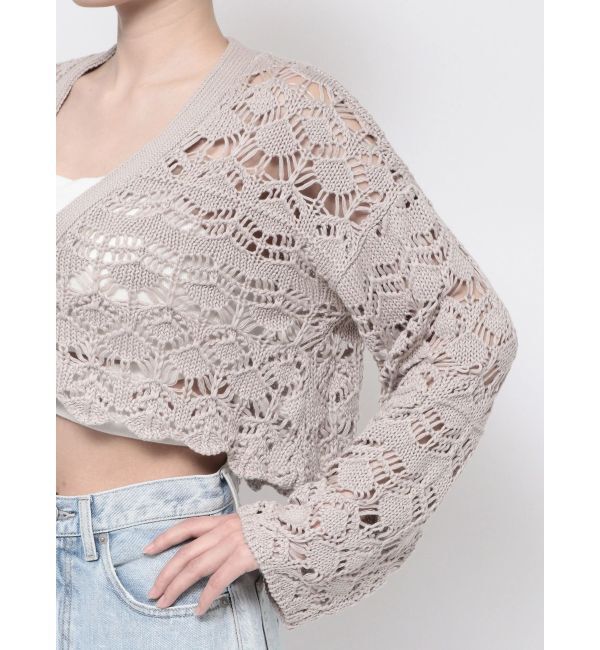 GYDA「SHORTクロシェニットカーディガン」|カーディガン|