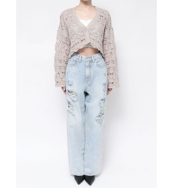 GYDA「SHORTクロシェニットカーディガン」|カーディガン|