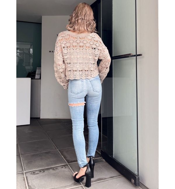 GYDA「SHORTクロシェニットカーディガン」|カーディガン|