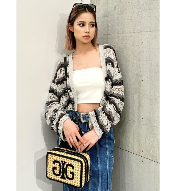 GYDA「SHORTクロシェニットカーディガン」|カーディガン|ミックス