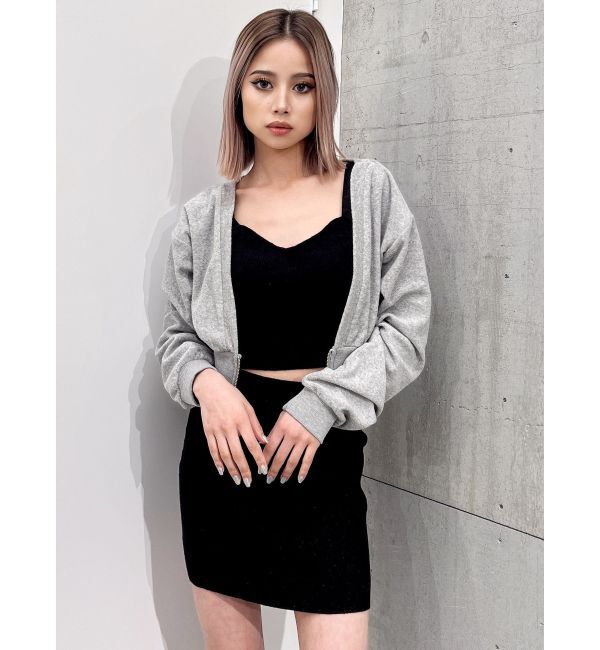 GYDA「パイルショートZIP UPカーディガン」|カーディガン|