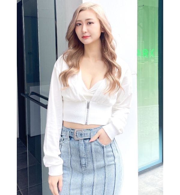 GYDA「パイルショートZIP UPカーディガン」|カーディガン|