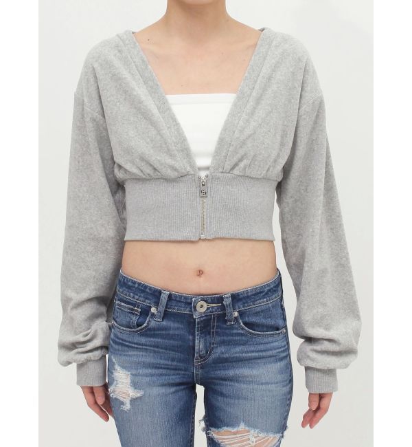 GYDA「パイルショートZIP UPカーディガン」|カーディガン|
