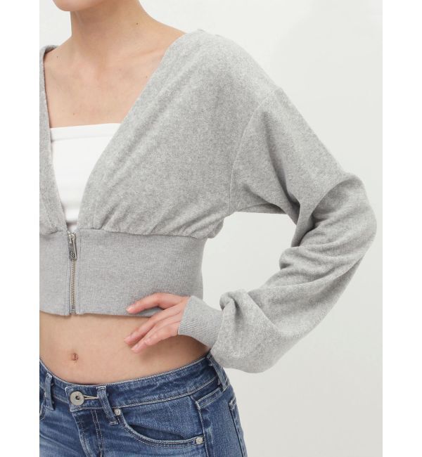 GYDA「パイルショートZIP UPカーディガン」|カーディガン|