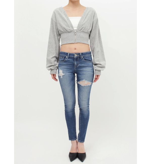 GYDA「パイルショートZIP UPカーディガン」|カーディガン|