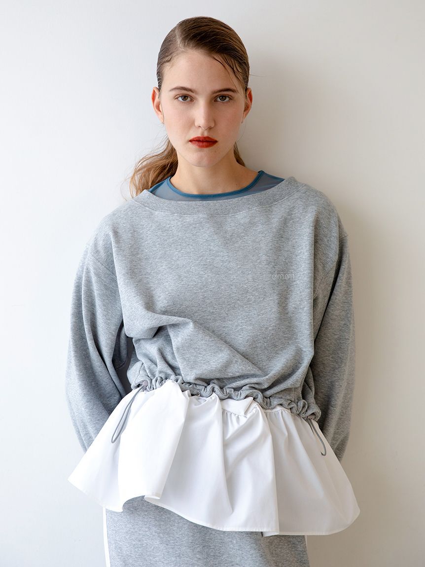 emmi atelier「【NEW YEAR'S SPECIAL ITEM】布帛ドッキング裏毛セットアップ」|ワンピース|GRY