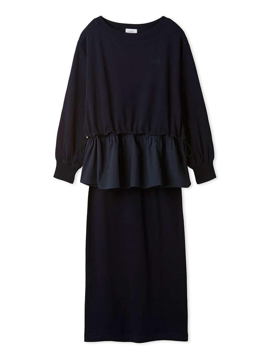 emmi atelier「【NEW YEAR'S SPECIAL ITEM】布帛ドッキング裏毛セットアップ」|ワンピース|NVY