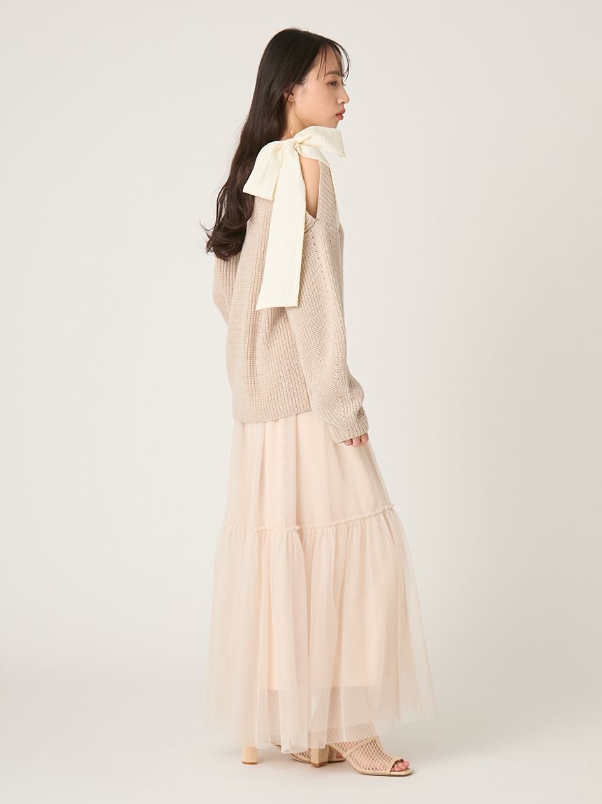 FRAY I.D「【NEW YEAR'S SPECIAL ITEM】リボンニットプル＆チュールスカートセット」|ワンピース|