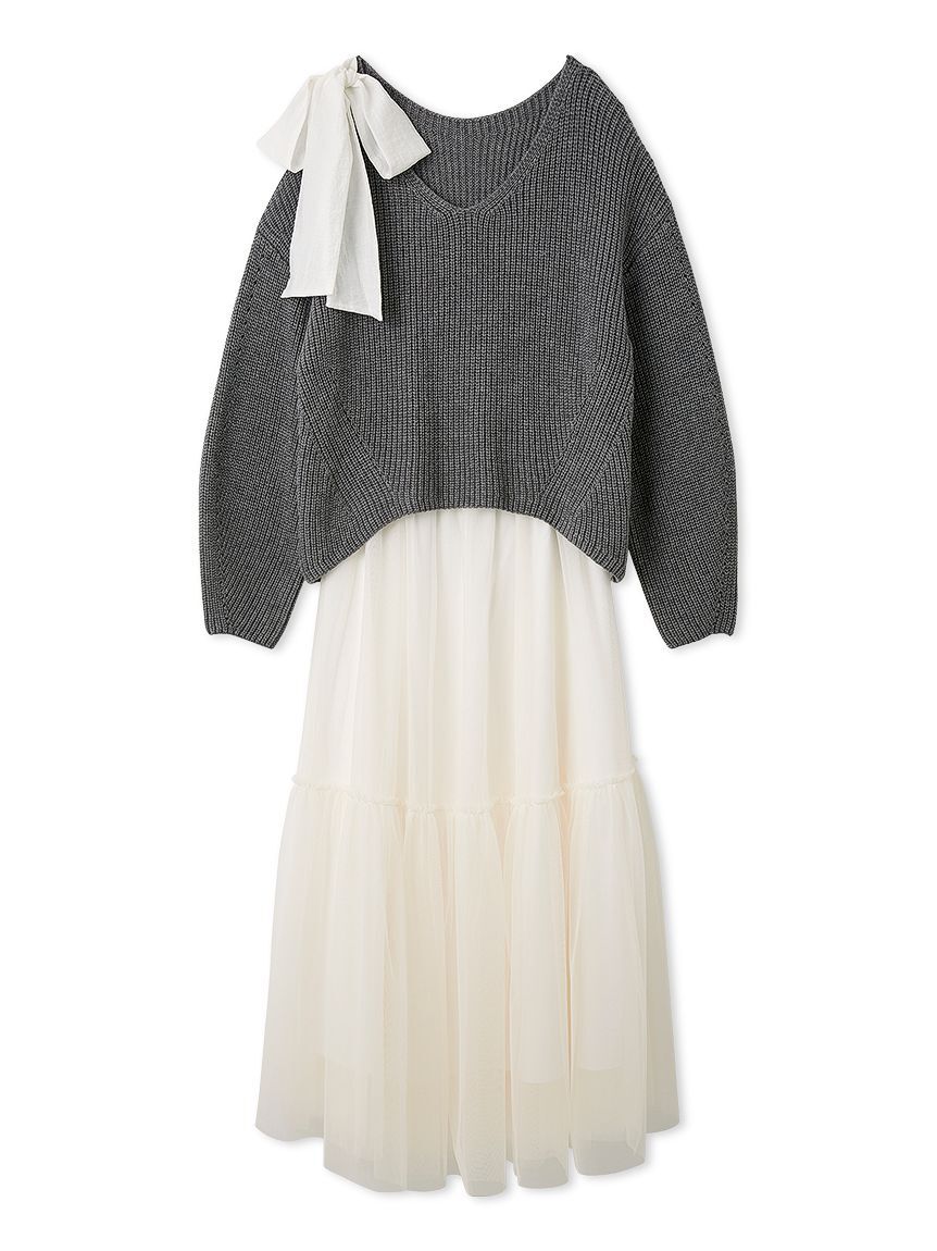 FRAY I.D「【NEW YEAR'S SPECIAL ITEM】リボンニットプル＆チュールスカートセット」|ワンピース|