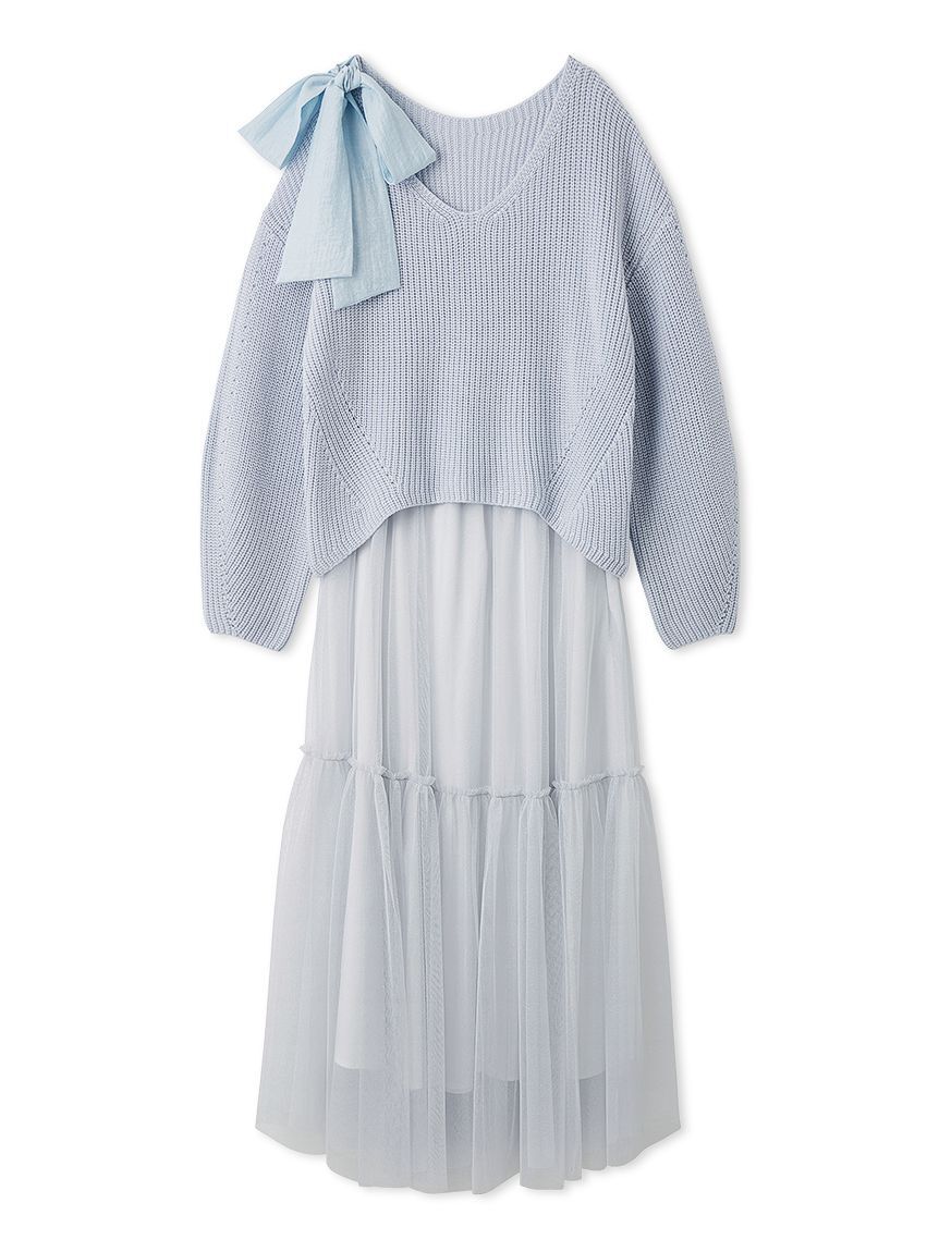 FRAY I.D「【NEW YEAR'S SPECIAL ITEM】リボンニットプル＆チュールスカートセット」|ワンピース|