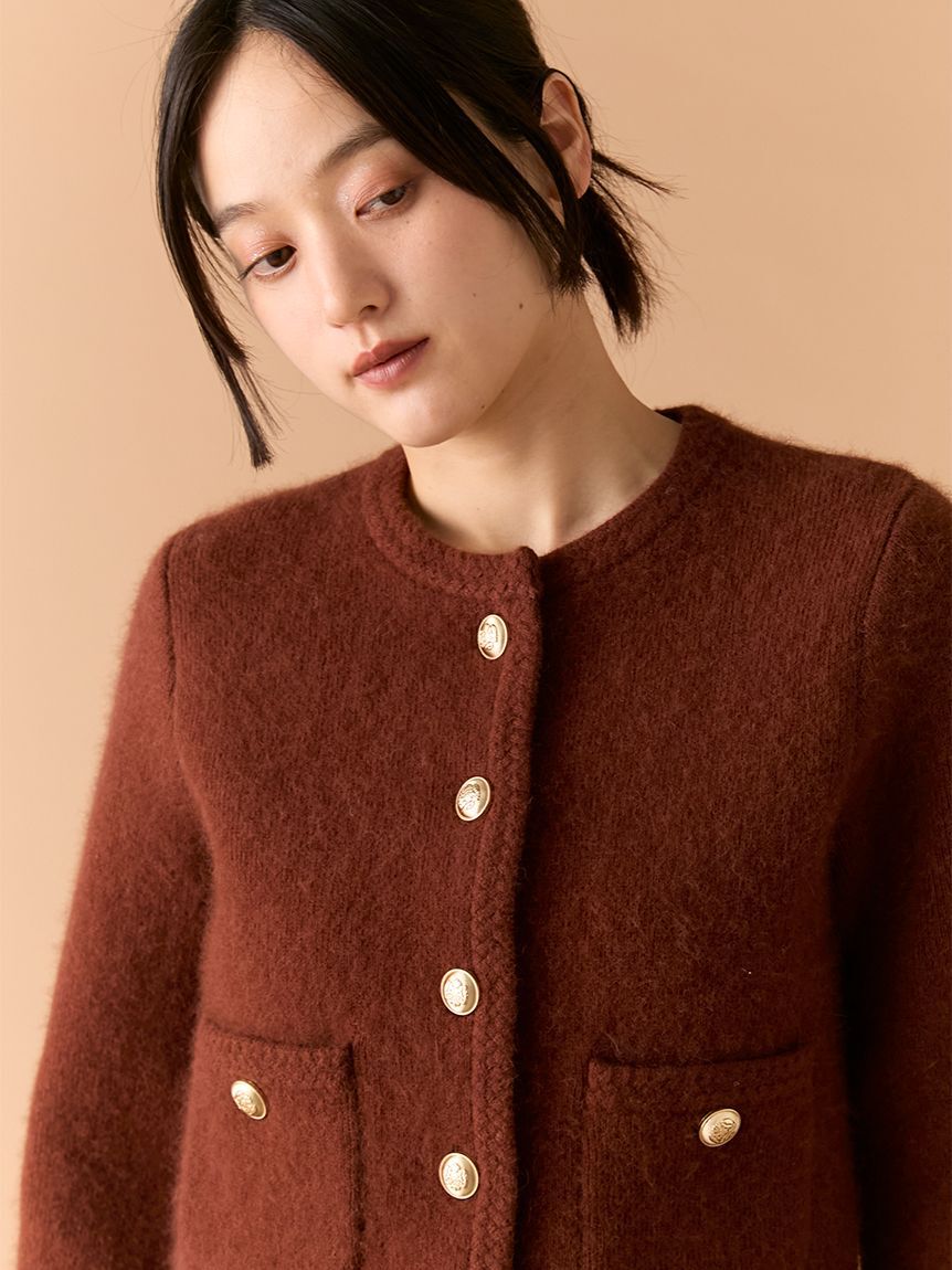 金釦フォックスニットジャケット リリーブラウン WEB限定カラー】金釦フォックスニットジャケット(ニット)｜トップス