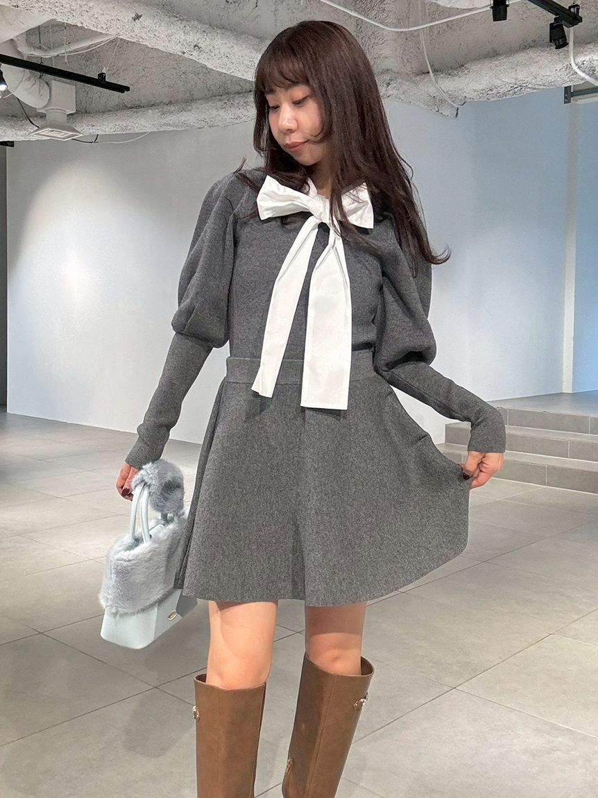 LILY BROWN「【NEW YEAR'S SPECIAL ITEM】ボウタイニットセットアップ」|ワンピース|