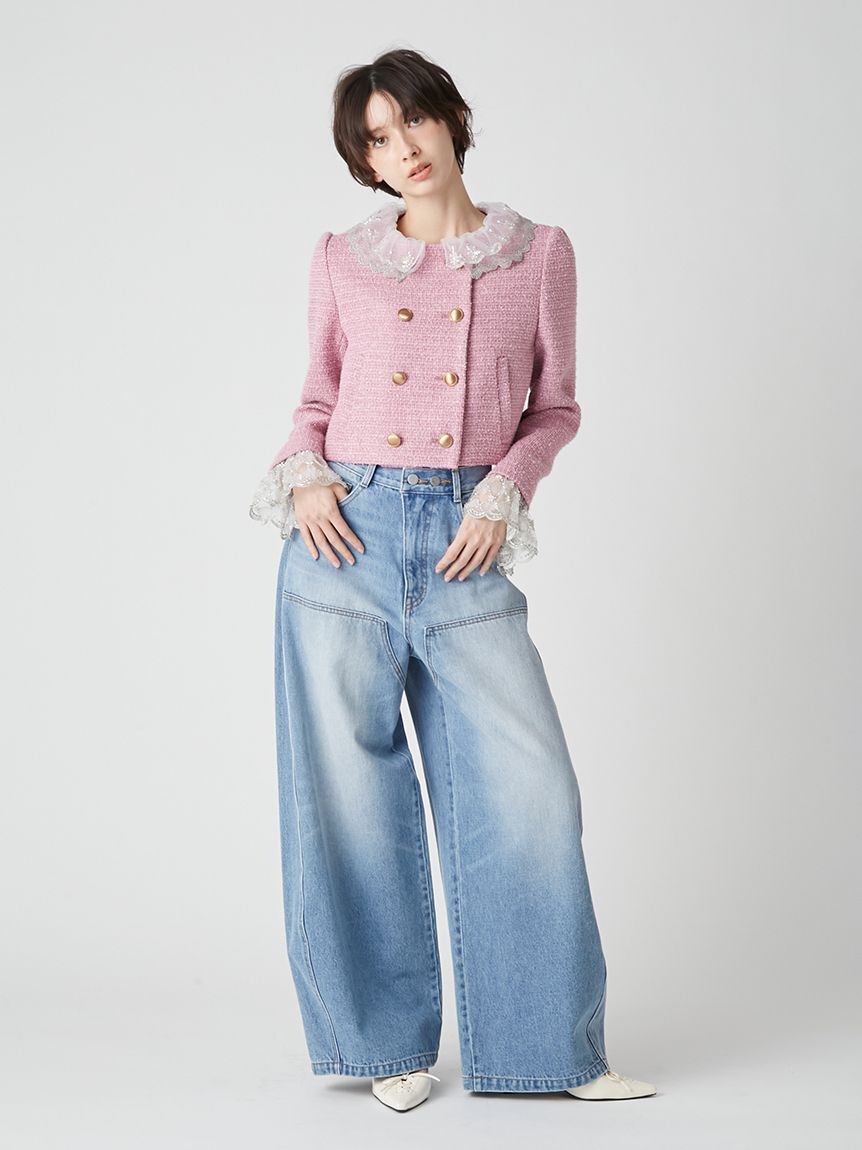 LILY BROWN「【WEB限定カラー】[L.B CANDY STOCK]スカラップビジューアタッチドジャケット」|テーラードジャケット|