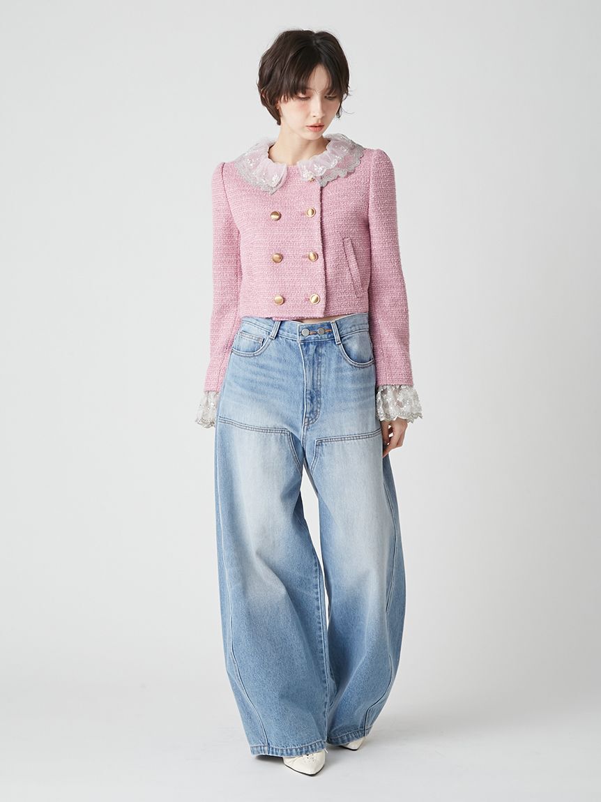 LILY BROWN「【WEB限定カラー】[L.B CANDY STOCK]スカラップビジューアタッチドジャケット」|テーラードジャケット|