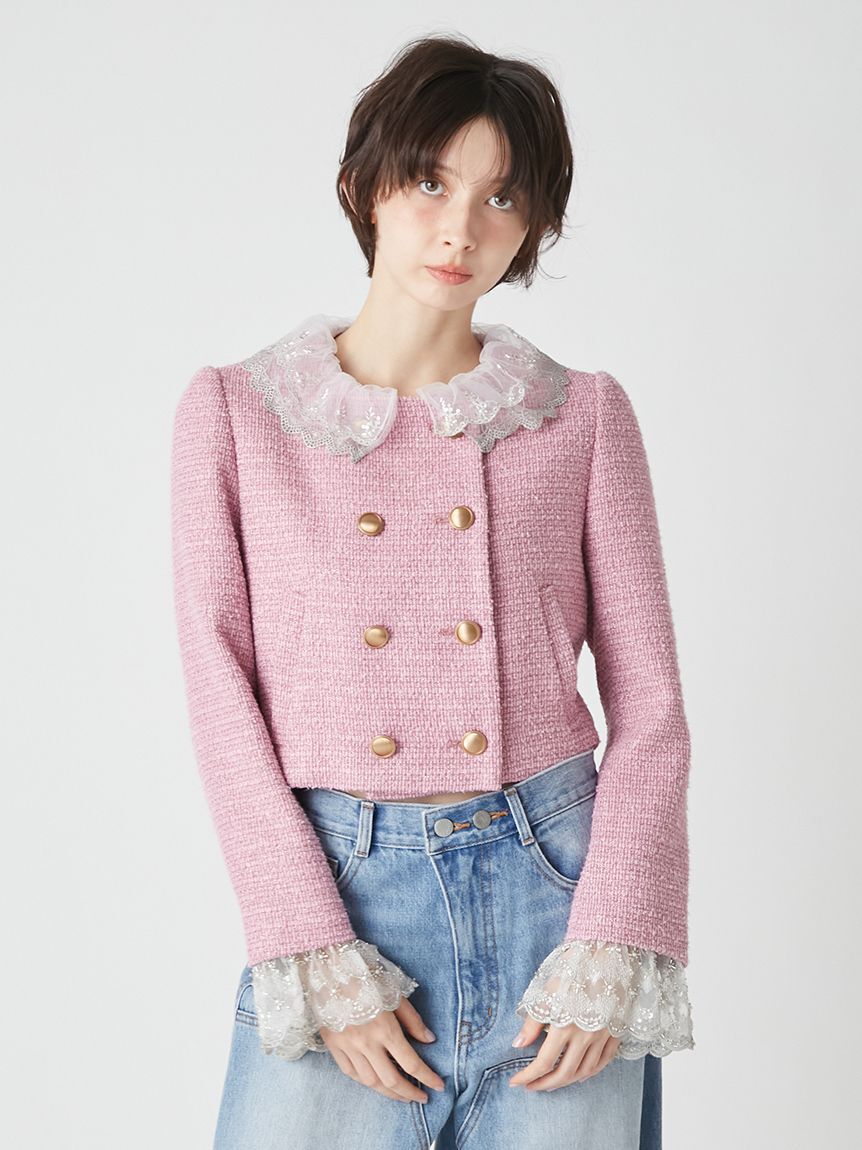 LILY BROWN「【WEB限定カラー】[L.B CANDY STOCK]スカラップビジューアタッチドジャケット」|テーラードジャケット|