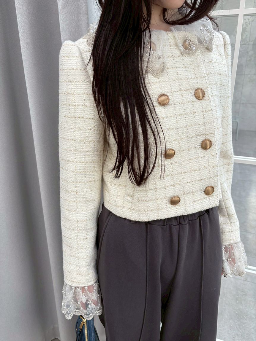 LILY BROWN「【WEB限定カラー】[L.B CANDY STOCK]スカラップビジューアタッチドジャケット」|テーラードジャケット|