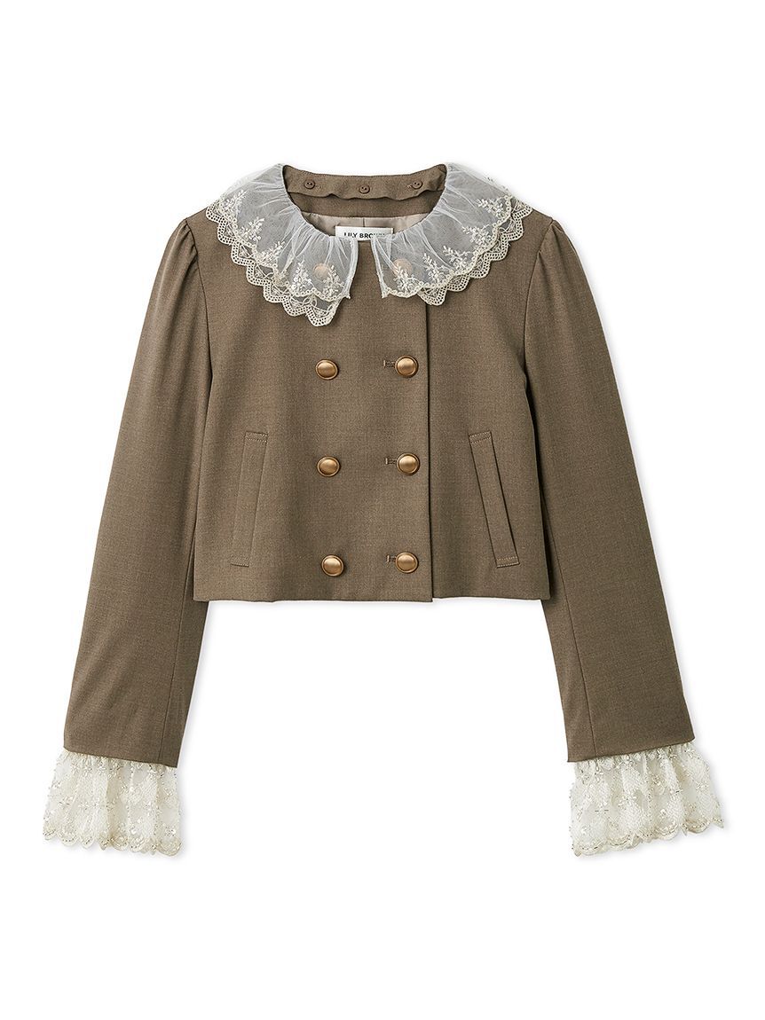 LILY BROWN「【WEB限定カラー】[L.B CANDY STOCK]スカラップビジューアタッチドジャケット」|テーラードジャケット|