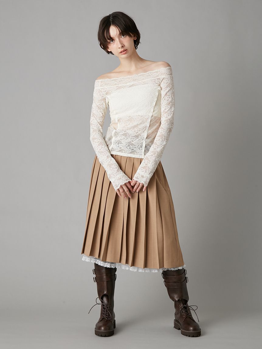 LILY BROWN「ベルト付きレースプリーツスカート」|スカート|