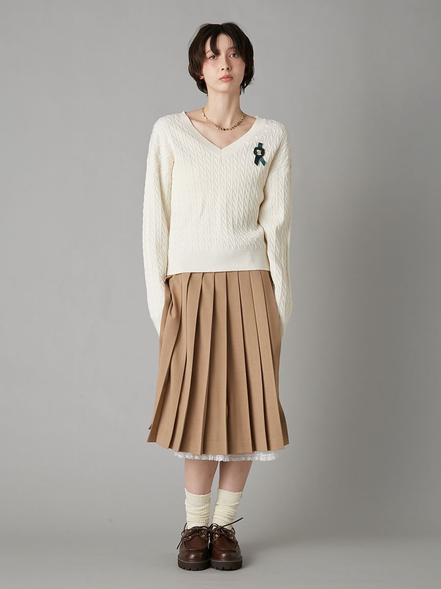 LILY BROWN「ベルト付きレースプリーツスカート」|スカート|