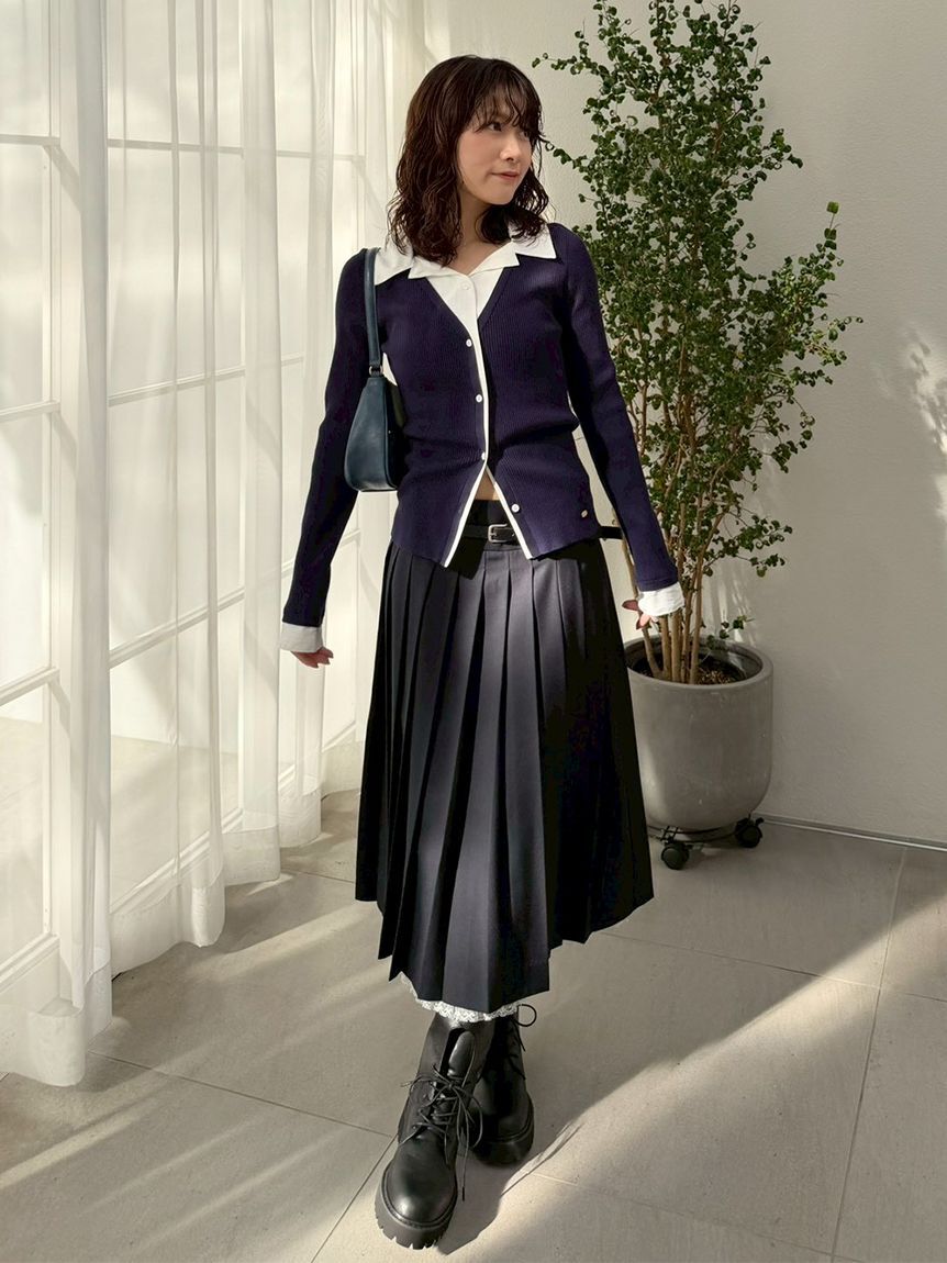 LILY BROWN「ベルト付きレースプリーツスカート」|スカート|