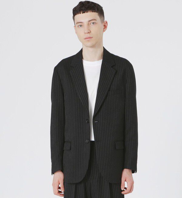  「ピンストライプジャケット」|テーラードジャケット|ブラック
